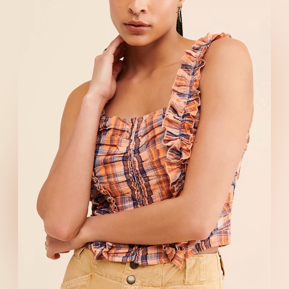Anthropologie Verb by Pallavi Singhee Ruffled Plaid Tank Top